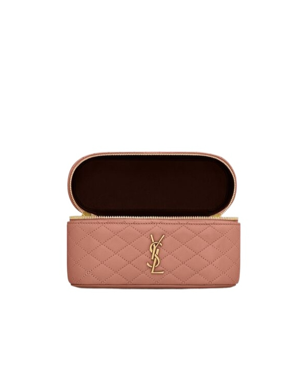 Saint Laurent Zippered Cosmetic Bag In Brown
