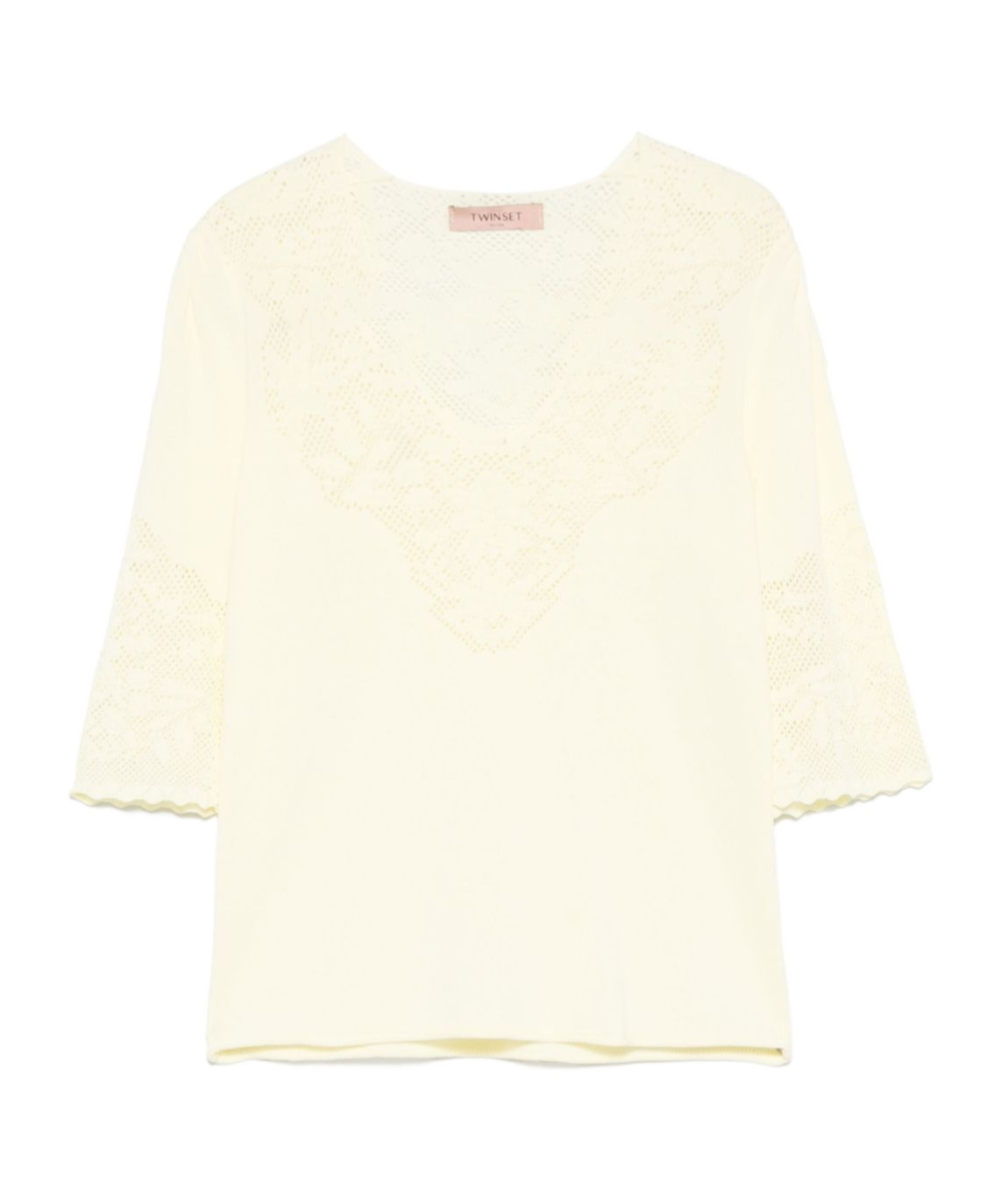 Shop Twinset Pointelle-detail T-shirt