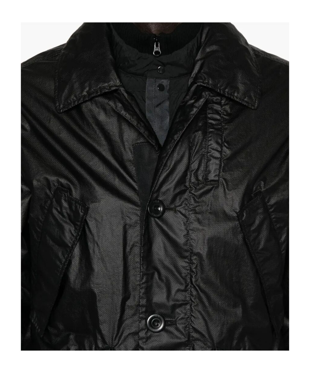 C.p. Company Lens-detail Button-fastening Jacket In Black