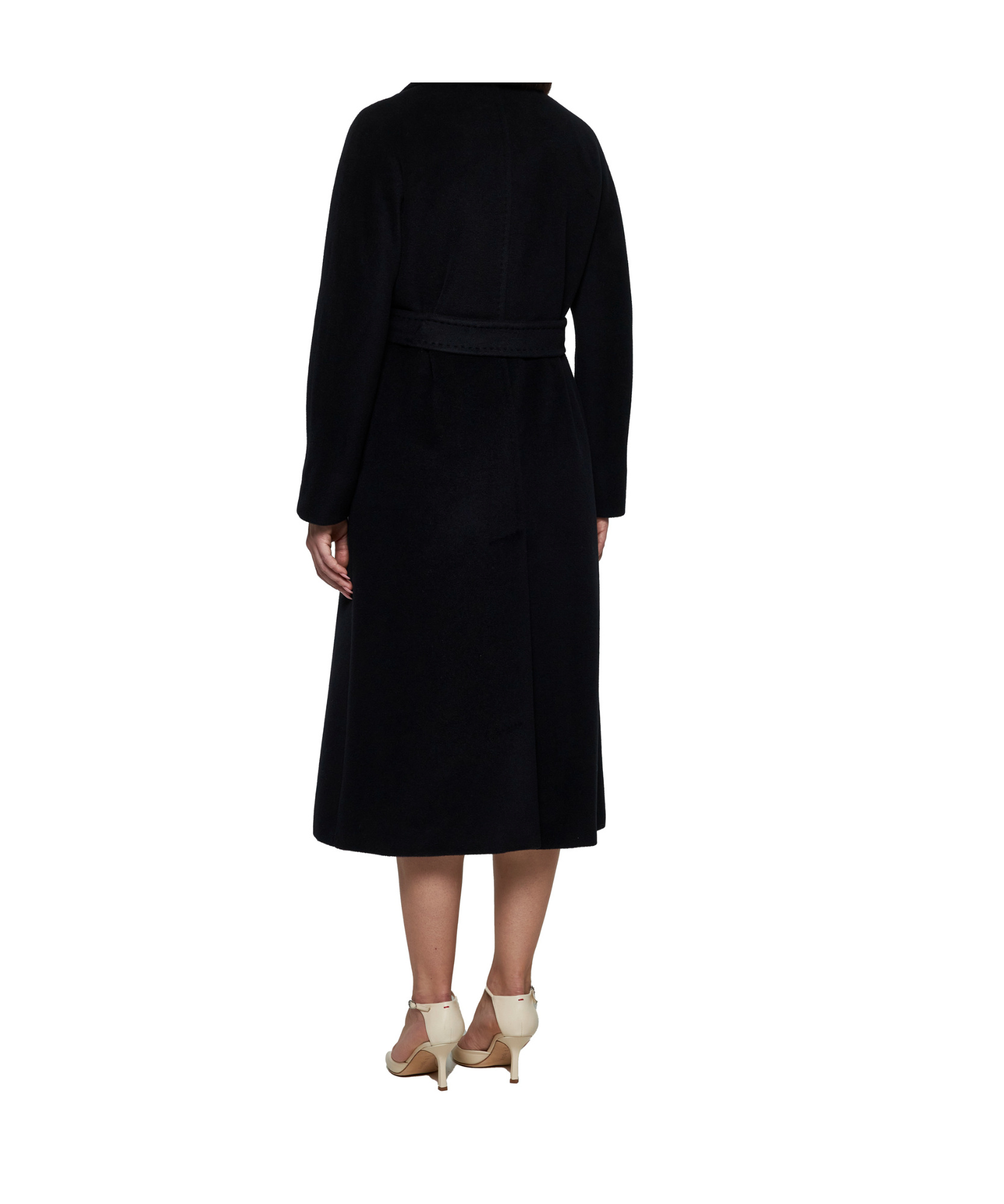 Max Mara Baby Straight Hem Belted Coat In Black