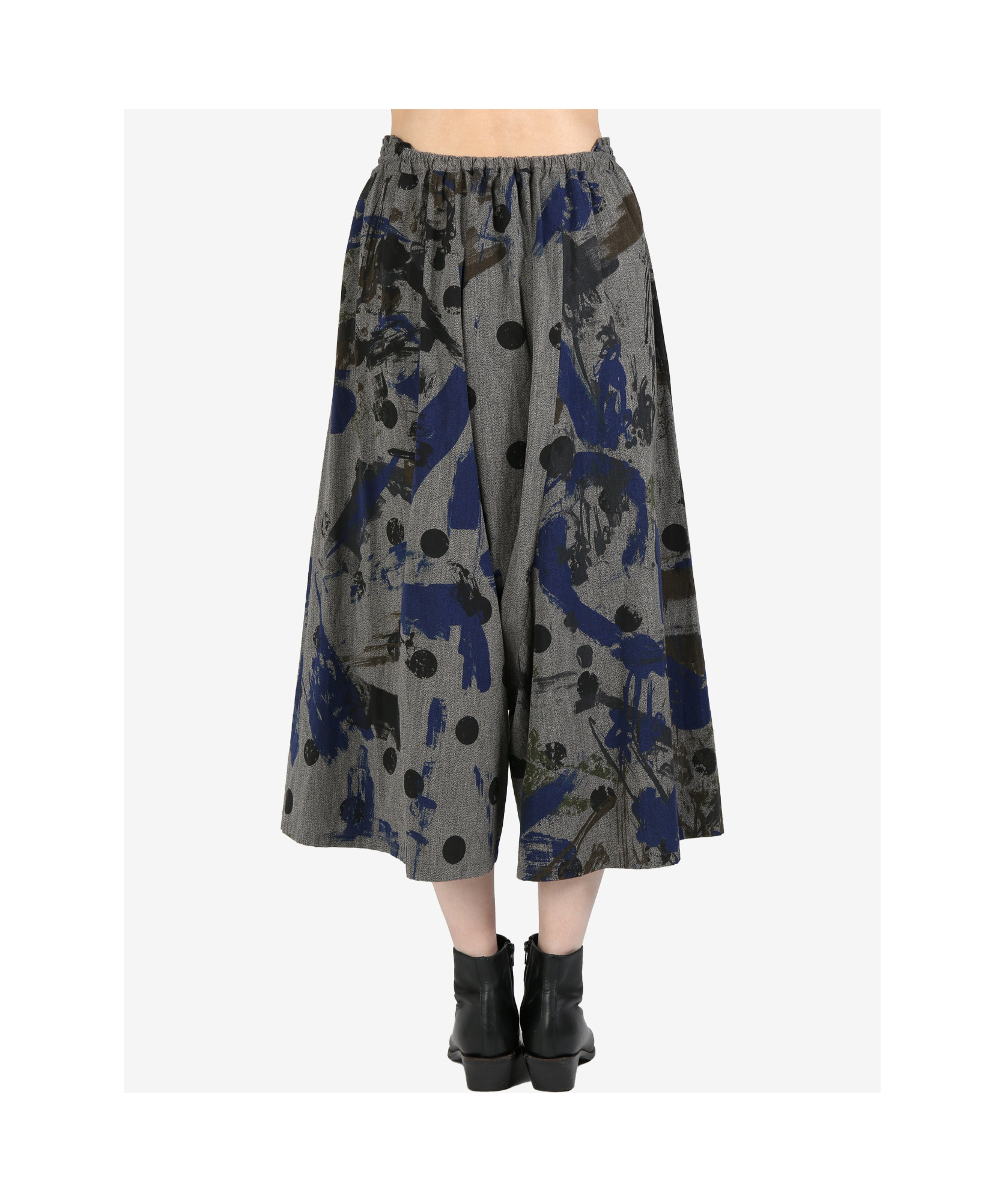 Y'S ABSTRACT-PRINT CROPPED TROUSERS