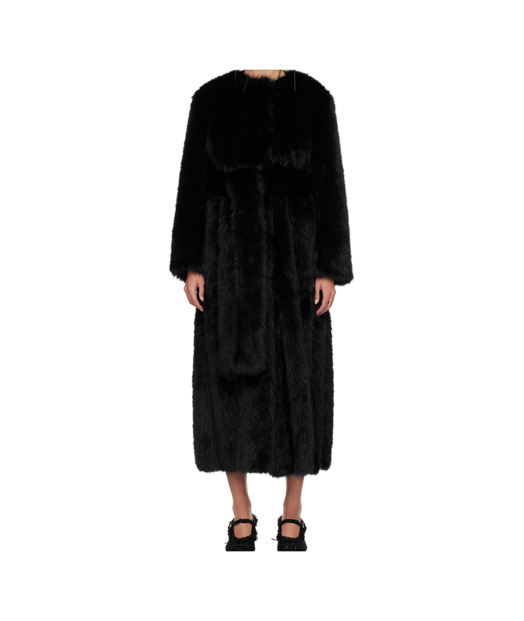 Simone Rocha Belted Long Coat In Black