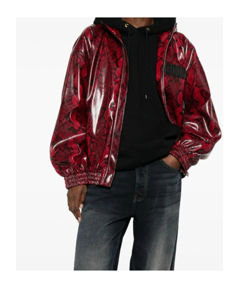 Gcds Snakeskin-effect Faux-leather Jacket In Blue
