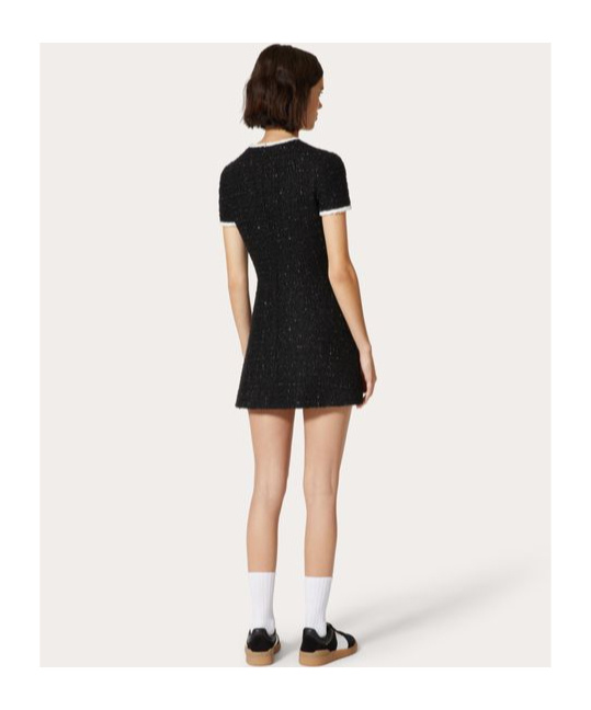 Valentino Lurex-detail Tweed Minidress In Black