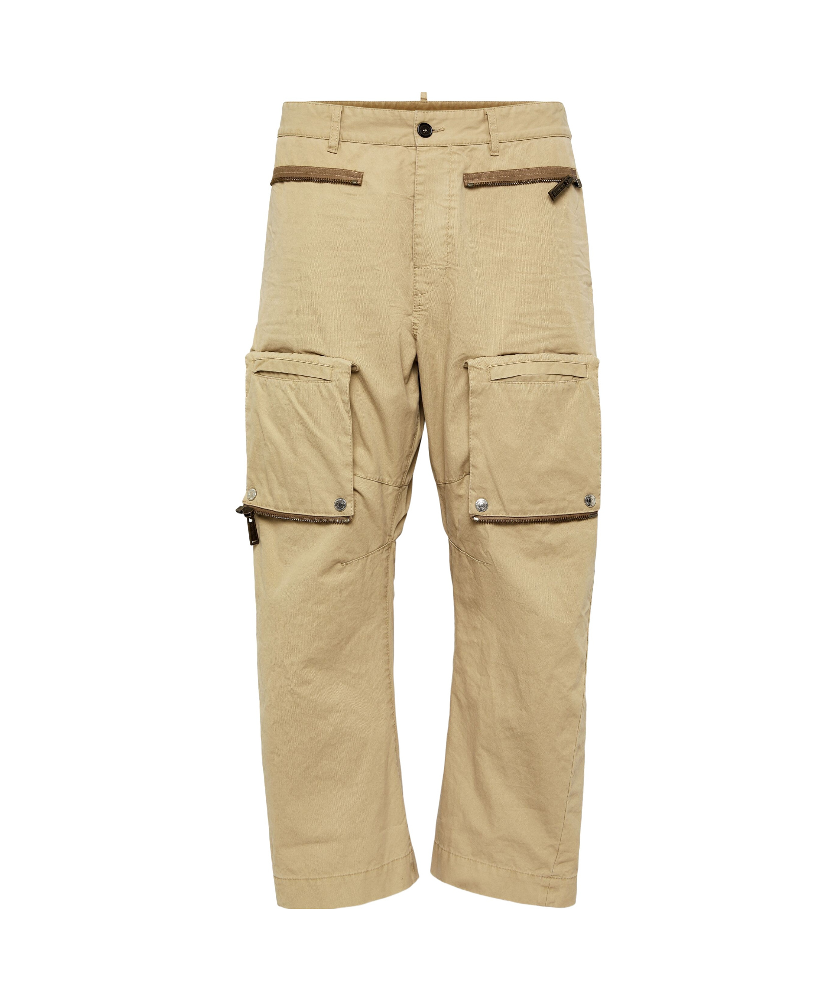 Dsquared2 Zip-detail Straight-leg Cargo Trousers In Nude