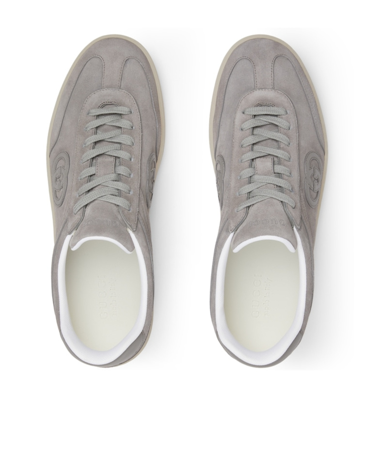 Gucci G75 Gray Sneakers In Suede Men In Gray