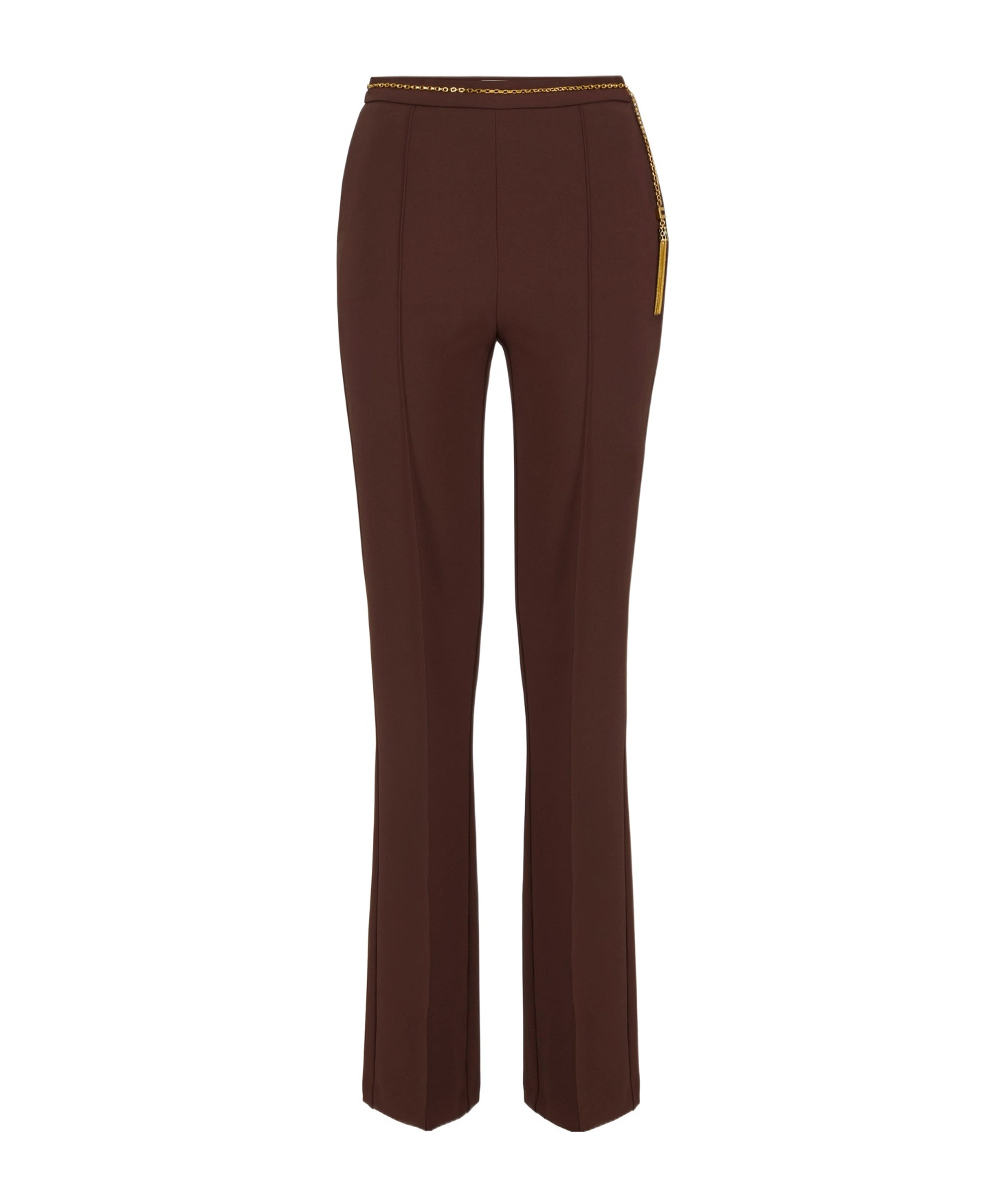 Elisabetta Franchi Chain-embellished Trousers In Brown