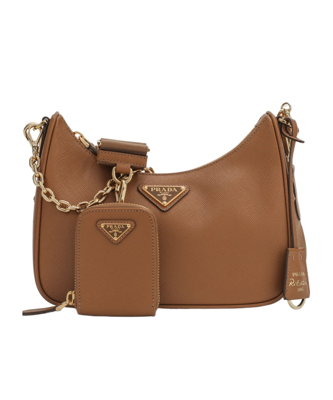 Prada Re-edition 2005 Leather Shoulder Bag In Brown