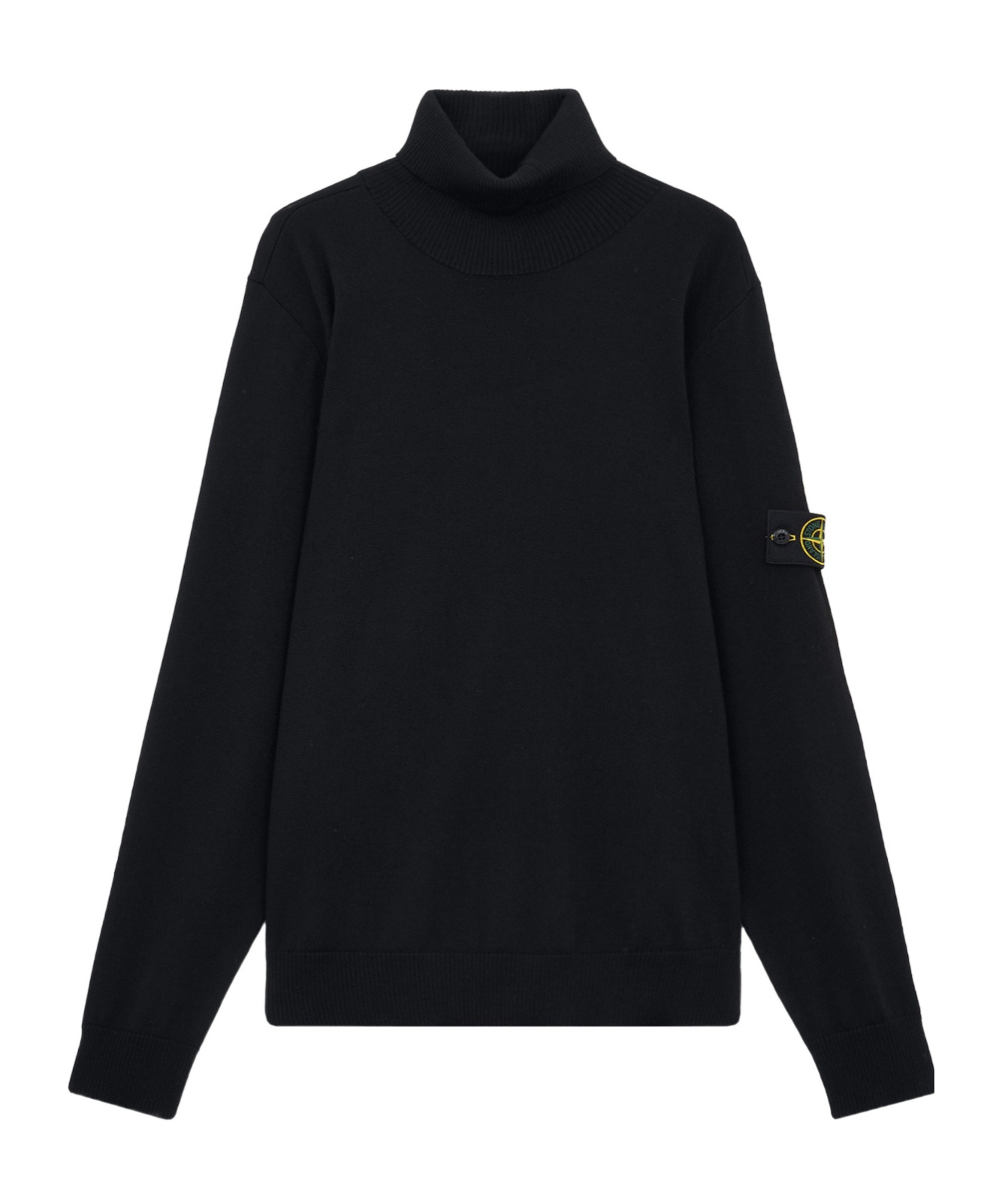 Stone Island Turtleneck Jumper With Finely Ribbed Trims In Black