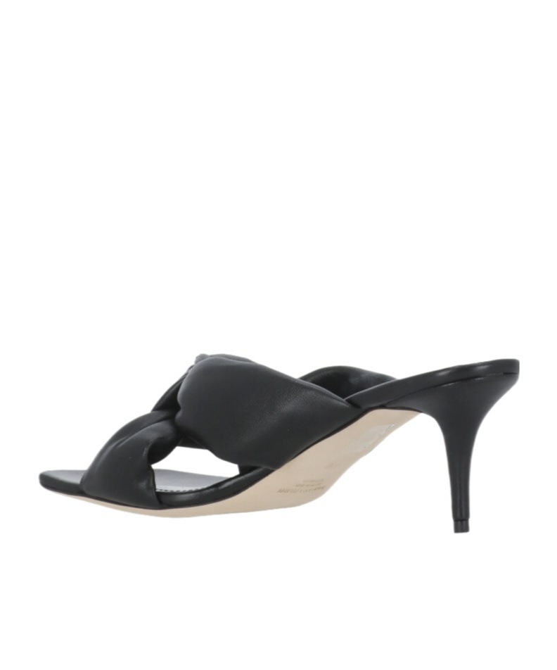 Fabiana Filippi Leather Sandals With Braided Front And Kitten Heel In Black