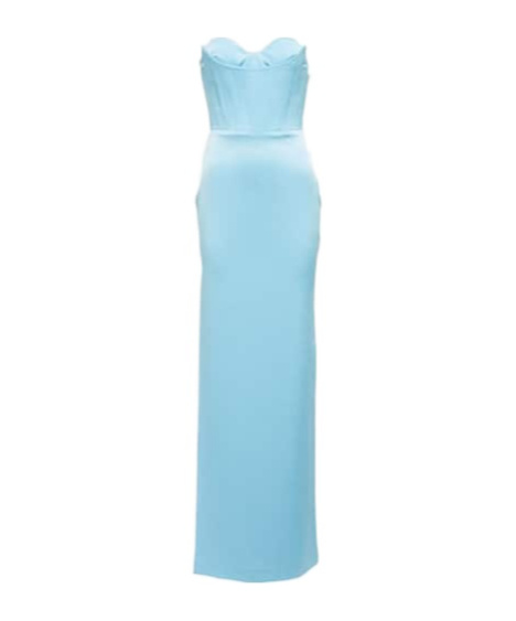 Alex Perry Honore Satin Maxi Dress In Blue