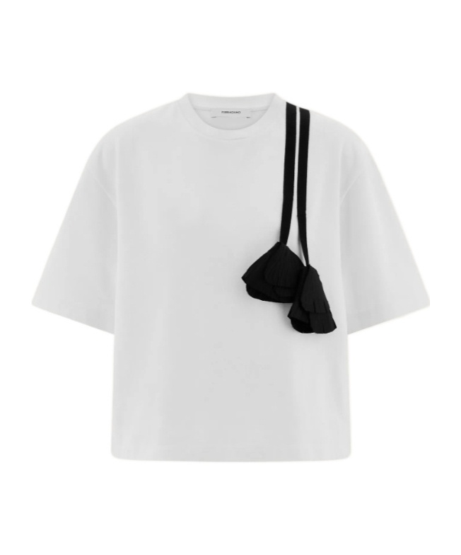 Ferragamo Floral Embellishment T-shirt In White