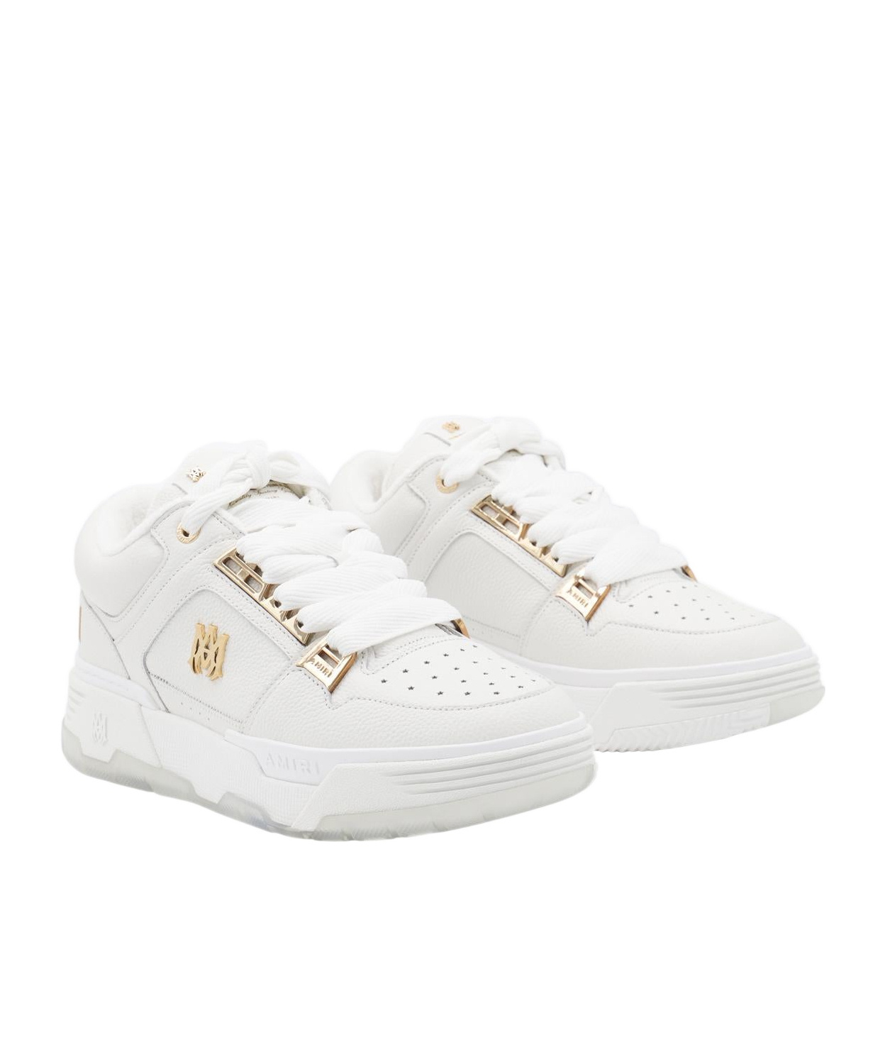 Amiri White Sneakers With Logo Patch On The Side And Logo Lettering On The Rear In Leather Man In Red