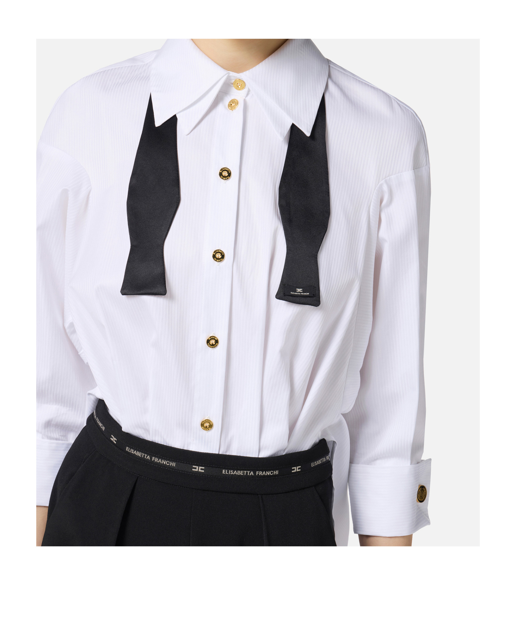 Elisabetta Franchi Lightweight Crêpe And Poplin Jumpsuit In Black