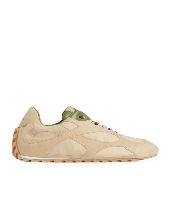 Bottega Veneta Orbit Leather-trimmed Suede And Shell Sneakers In Brown