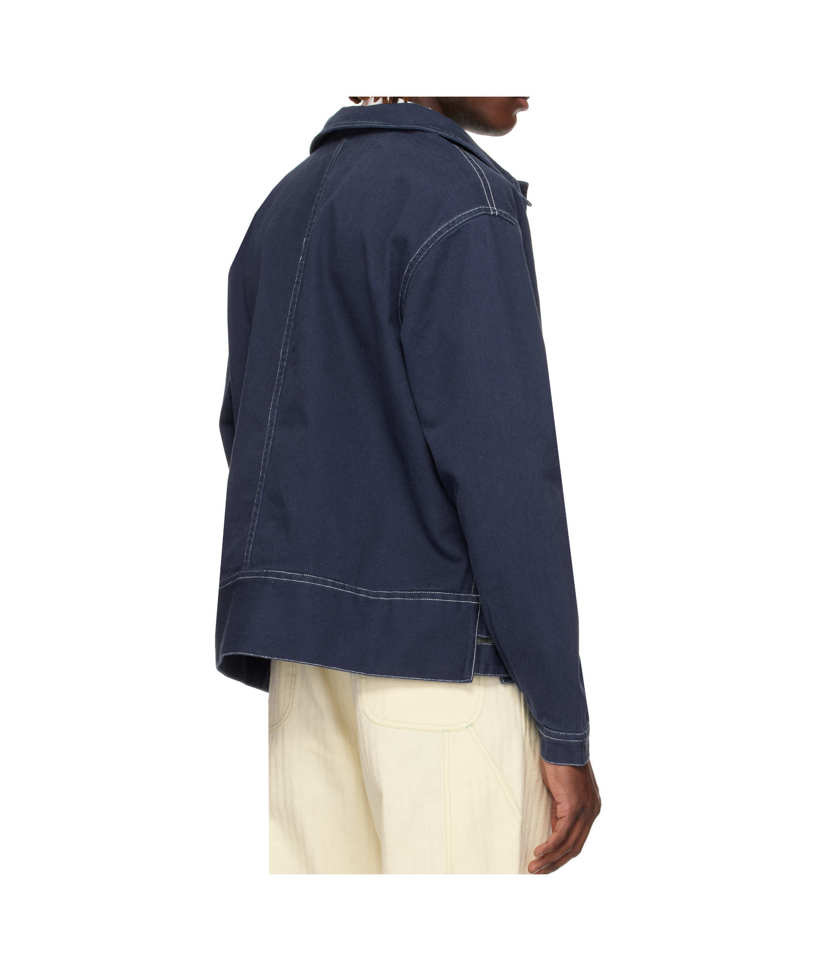 Bode Navy Knolly Brook Side Tab Jacket In Blue