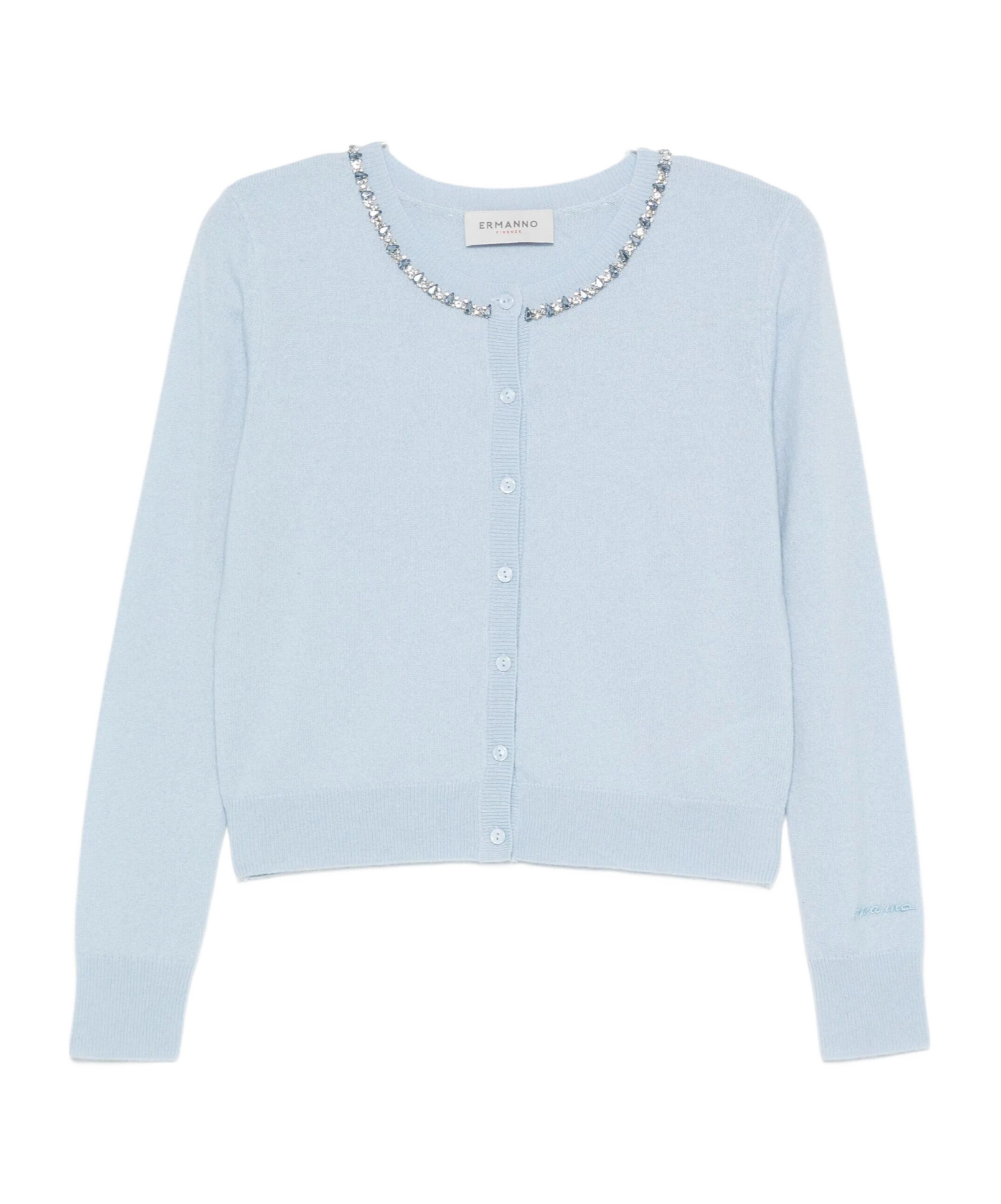 Ermanno Firenze Button Long-sleeved Sweater In Blue