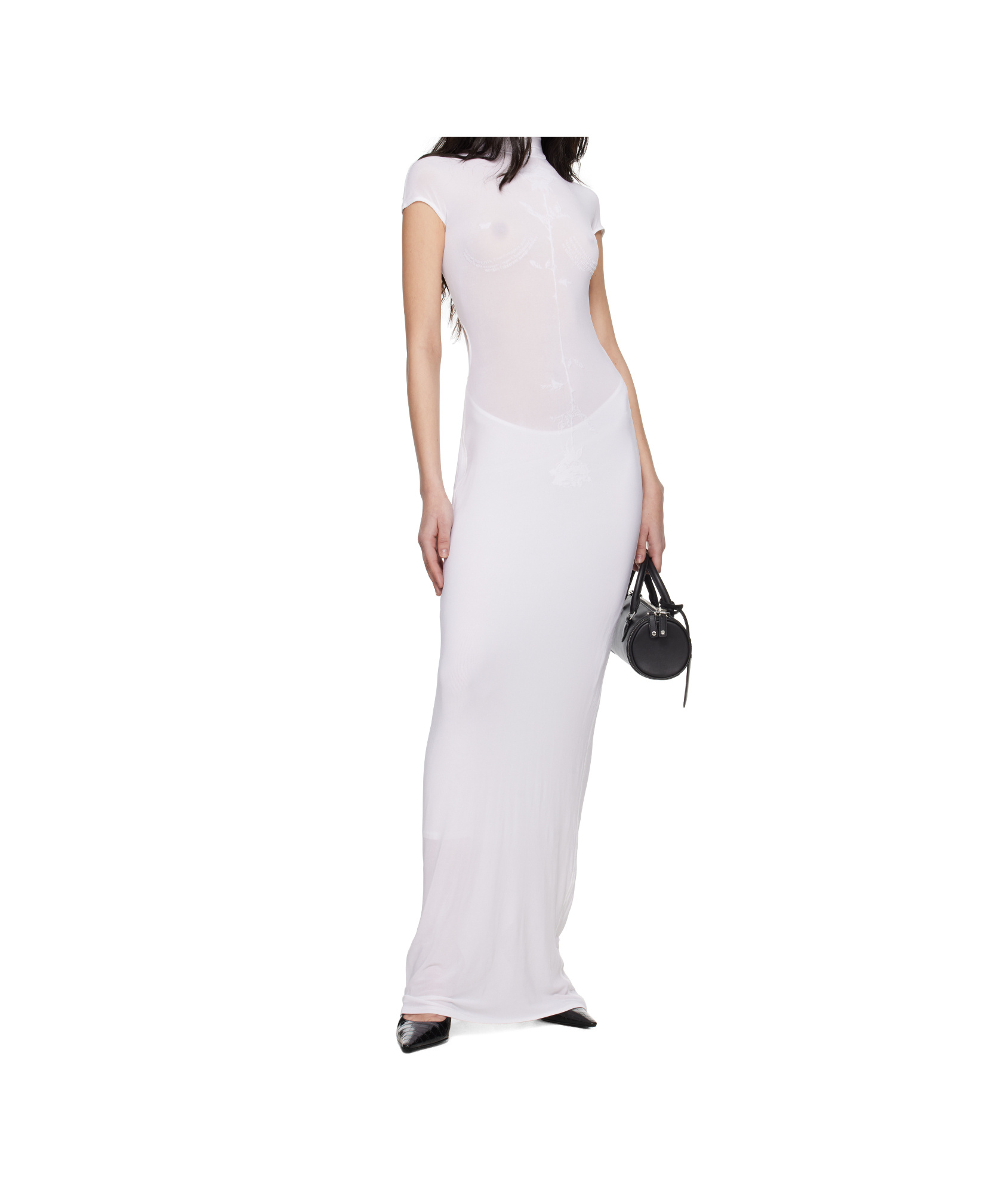 Jean Paul Gaultier White Light Viscose Jersey Sleeveless Maxi Dress In White