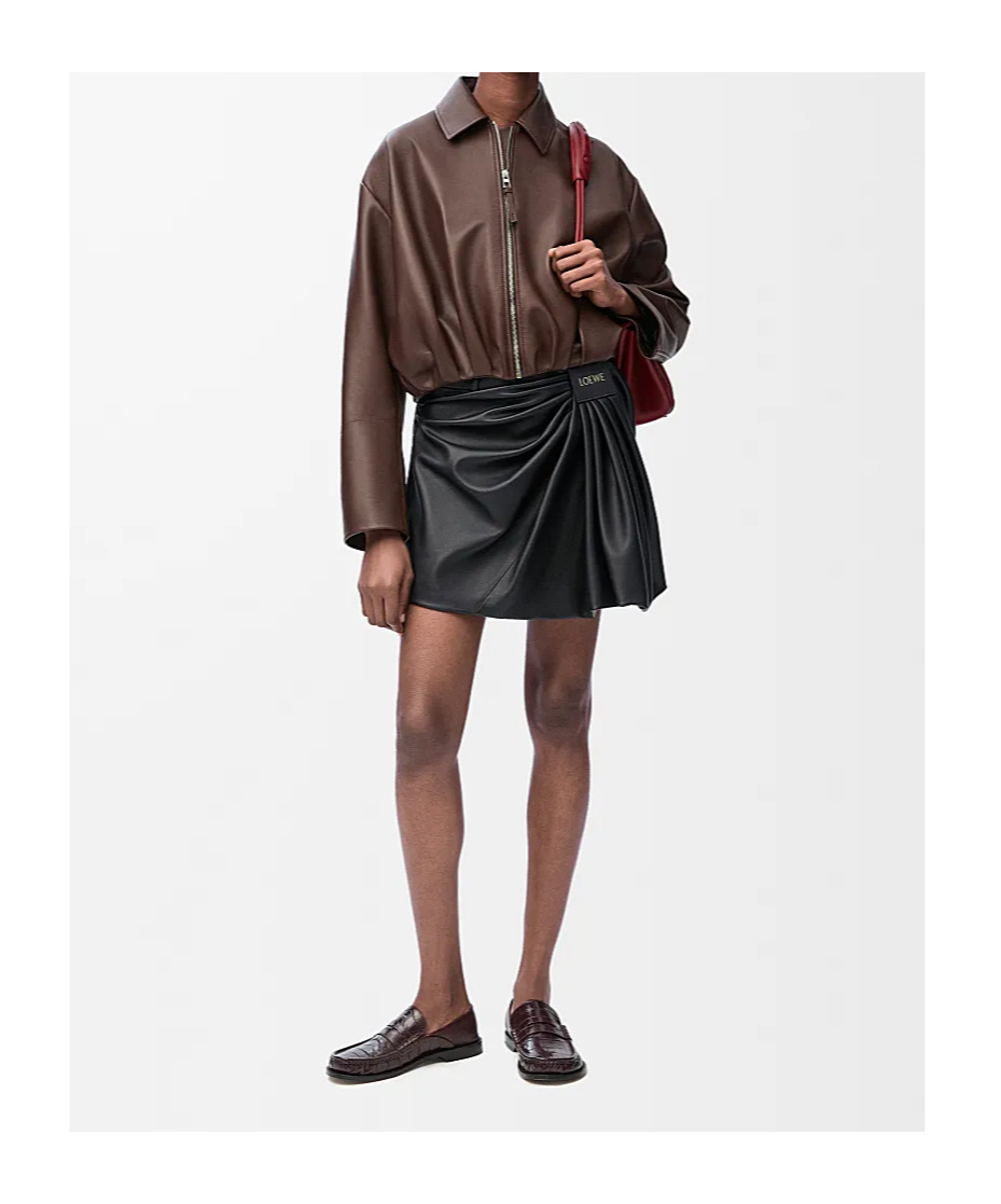 Loewe Draped Skirt In Nappa Lambskin In Black