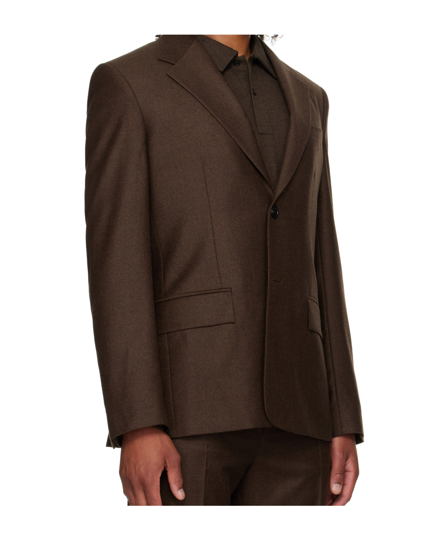 Ferragamo Single Breasted Flannel Blazer In Brown