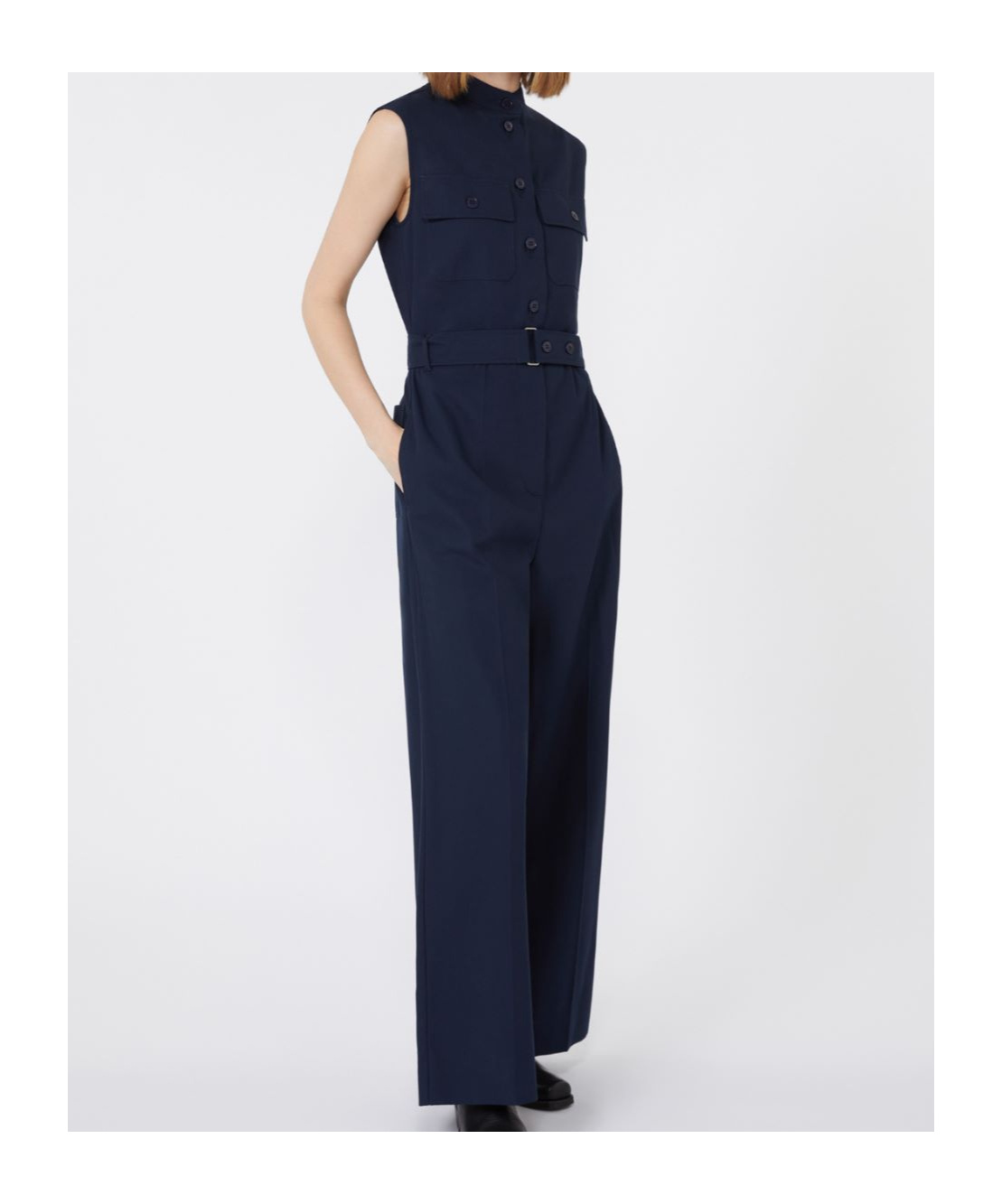 Weekend Max Mara Cotton Gabardine Jumpsuit In Blue