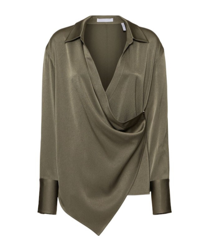 Helmut Lang Wrap Relaxed Shirt In Olive In Green