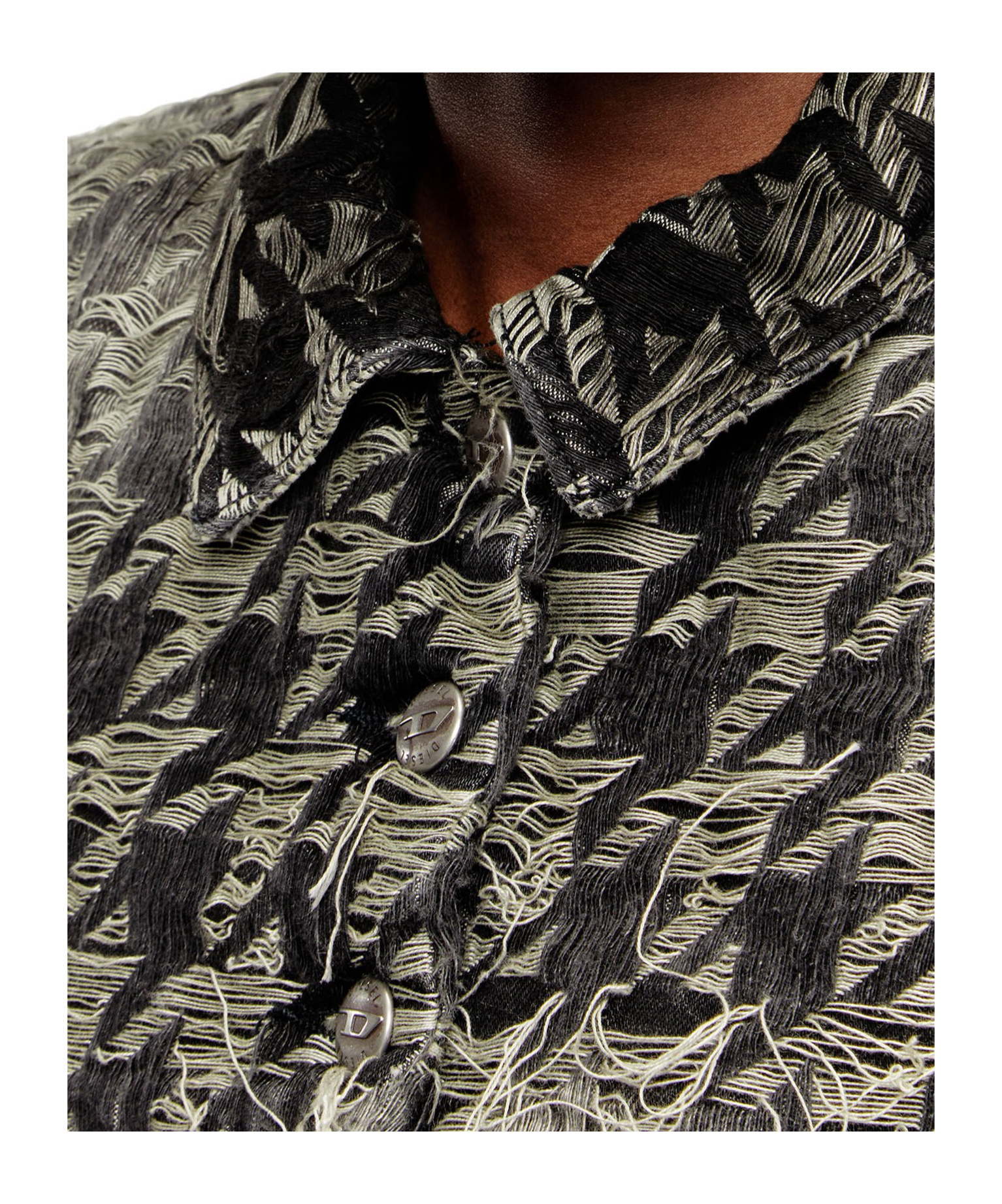 Diesel Shrug In Houndstooth-weave Denim In Multi
