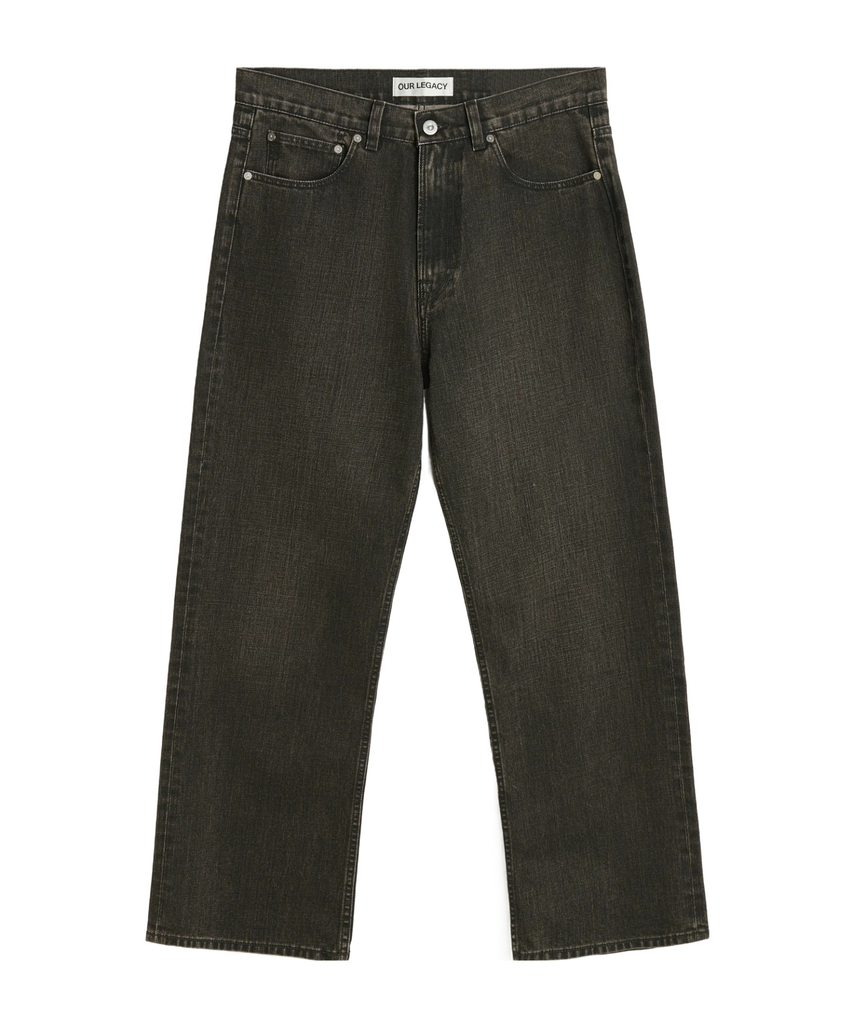 Our Legacy Straight Trousers With Belt Loops And Five-pocket Design In Black Coated Wash