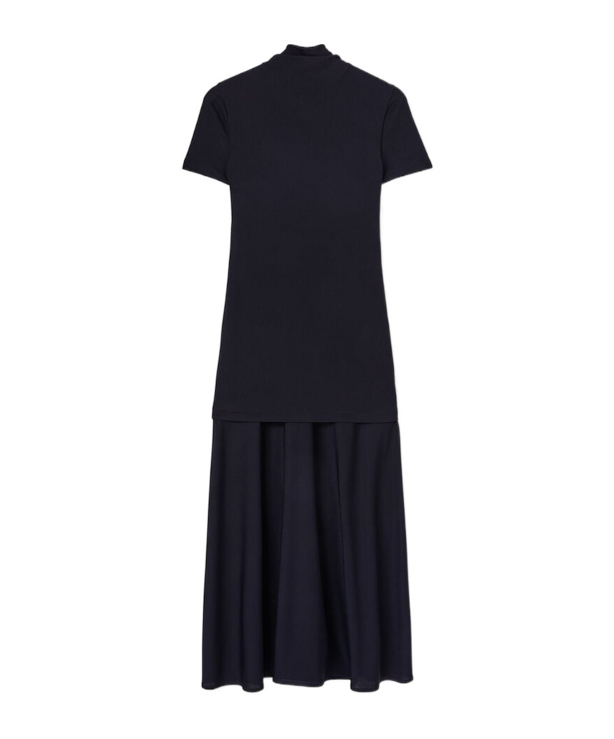 Jil Sander Layered-design Midi Dress In Black