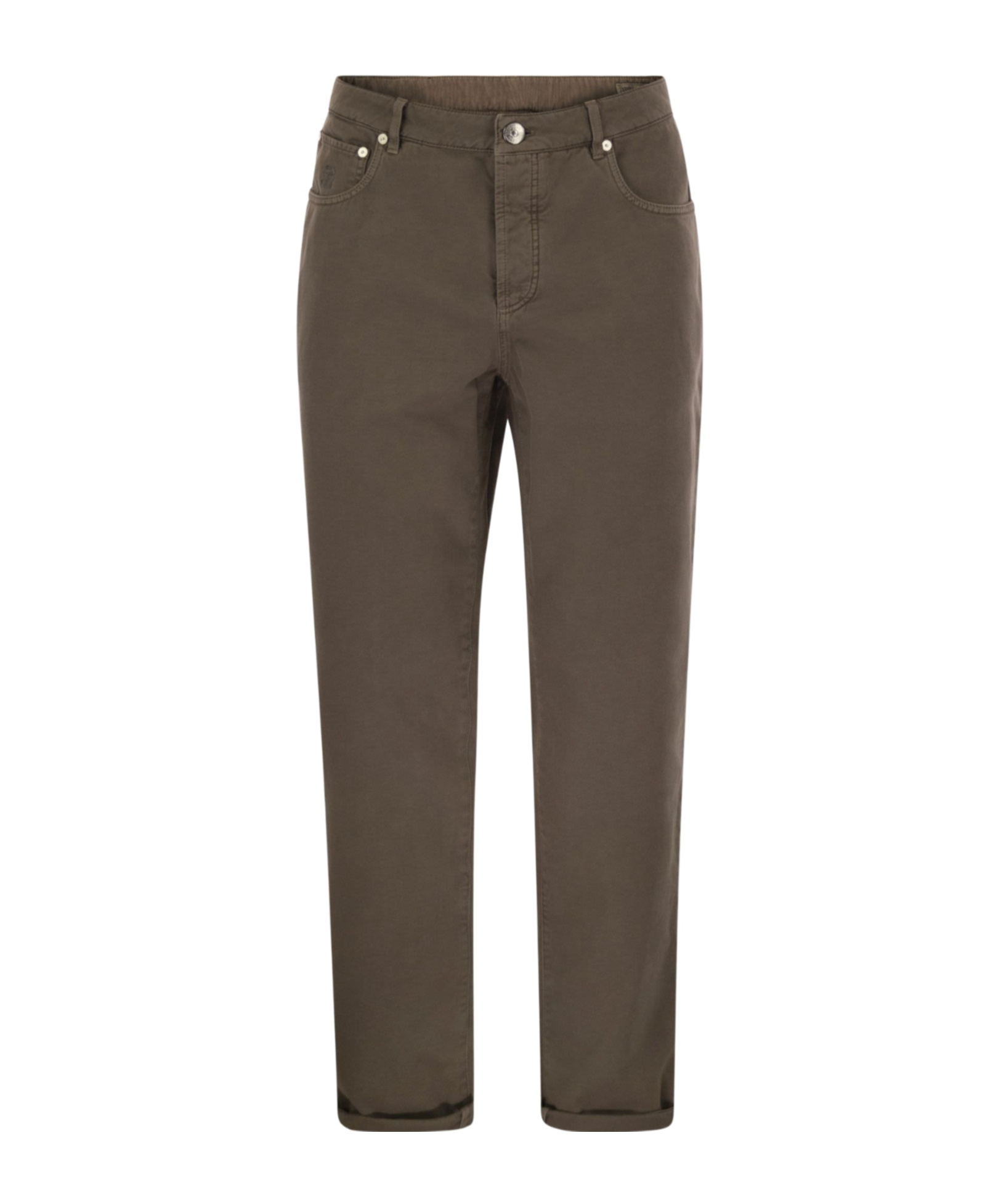 Brunello Cucinelli Men Five-pocket Cotton Gabardine Pants In Brown