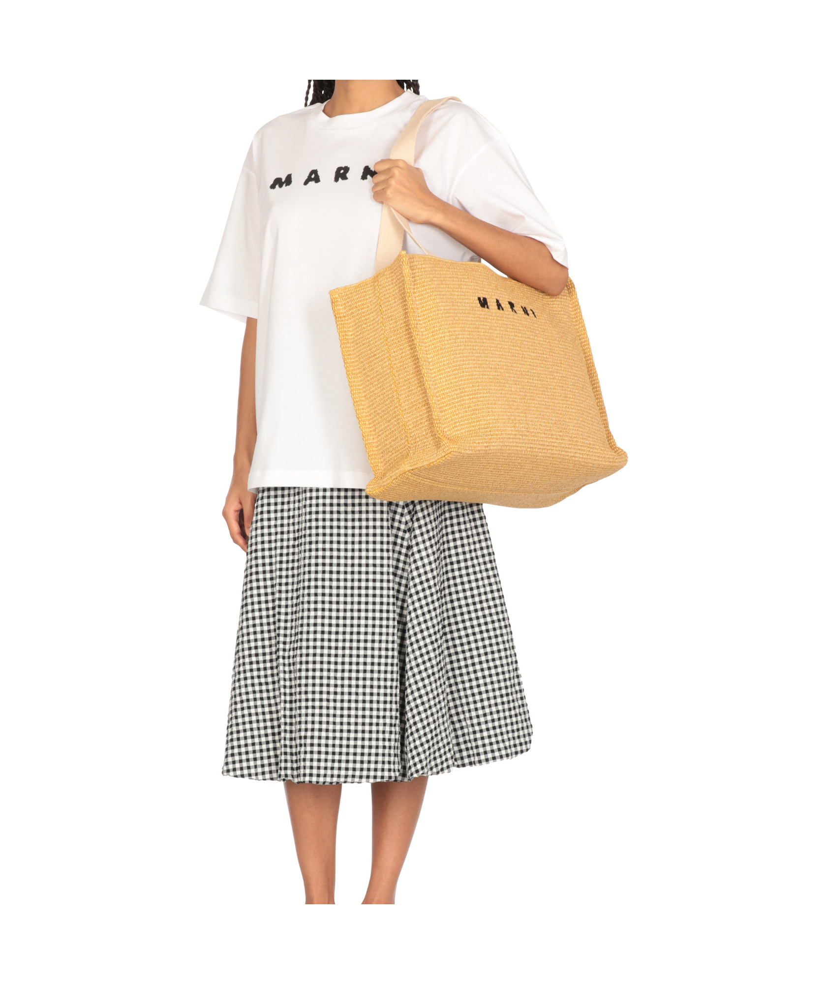 Shop Marni Large Basket Tote Bag In Nude