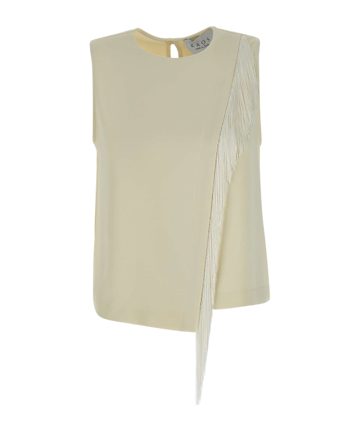 Kaos Fringe-detail Sleeveless Top In Neutral