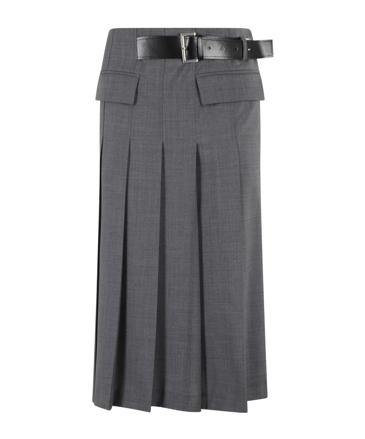 Semicouture Semi Couture Pleated Midi Skirt In Gray