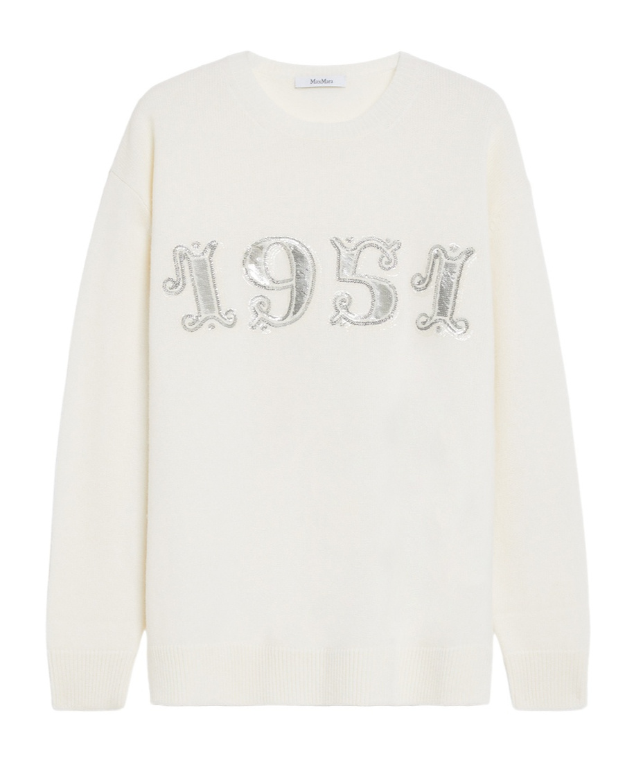 Max Mara Form With Embroidery And Sequins Pullover In White