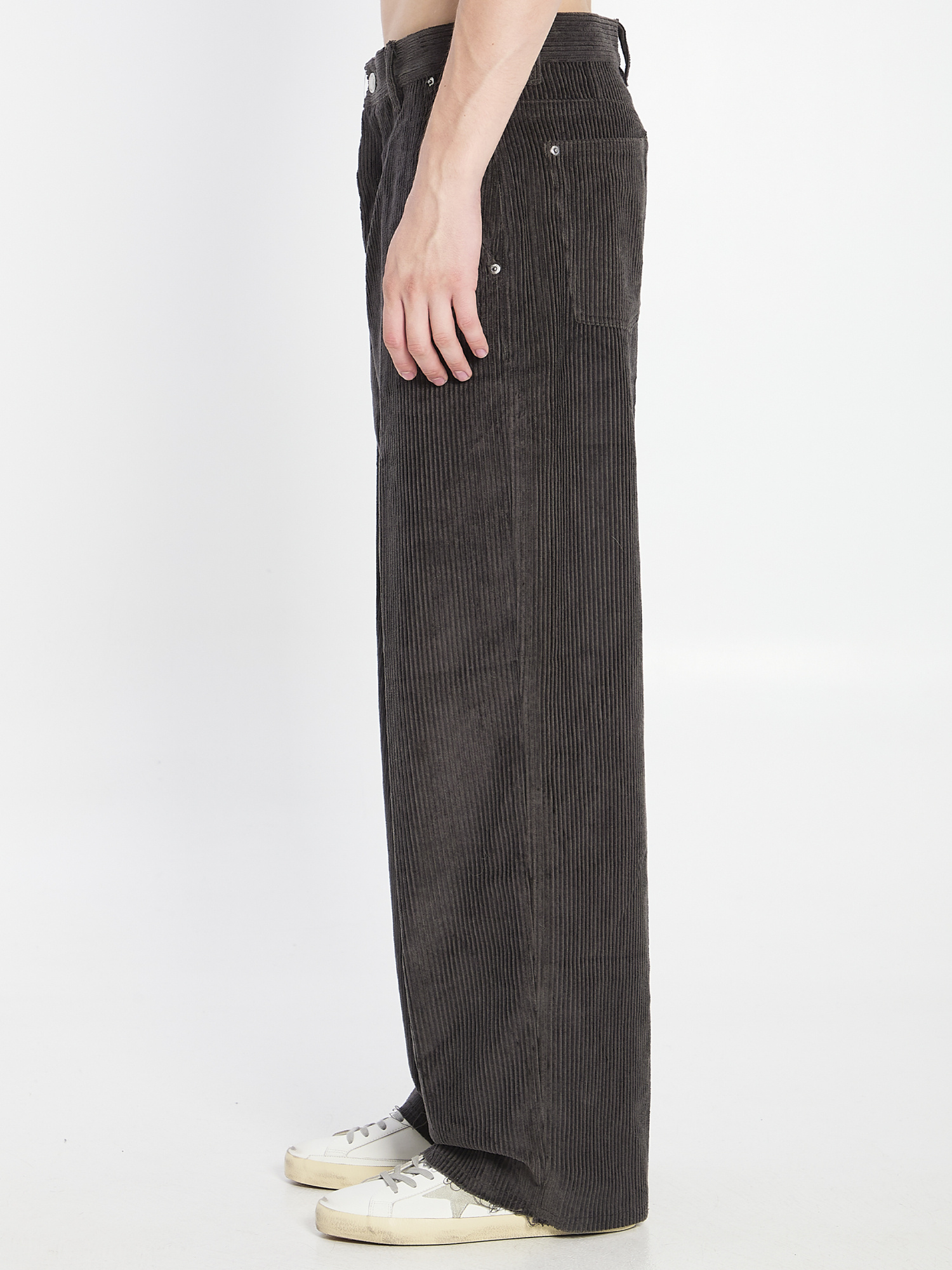 Ami Alexandre Mattiussi Ami Paris Grey Corduroy Wide-leg Trousers Ami Paris In Gray
