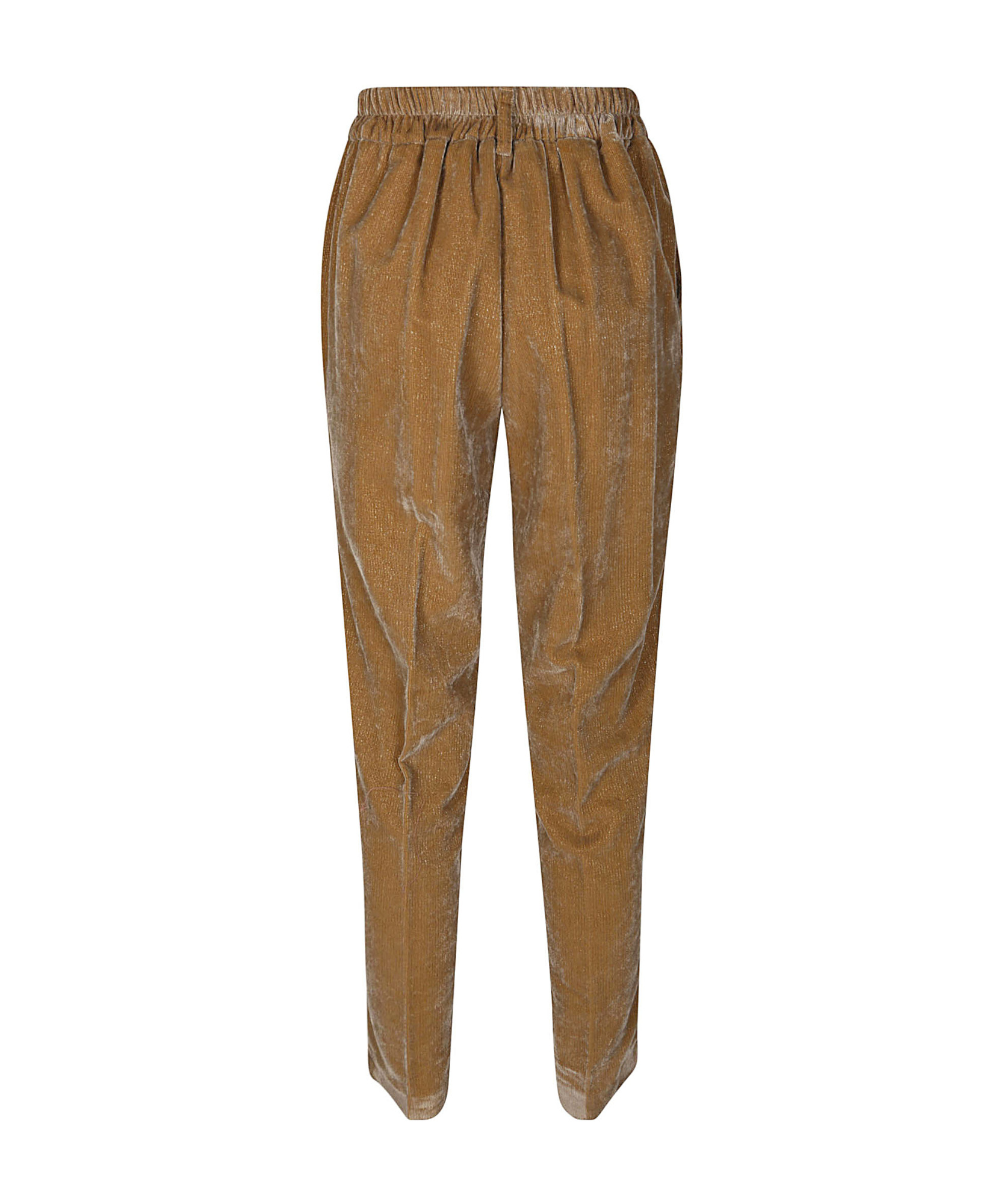 Momoní Back Stretch Suede Silk Pants In Brown