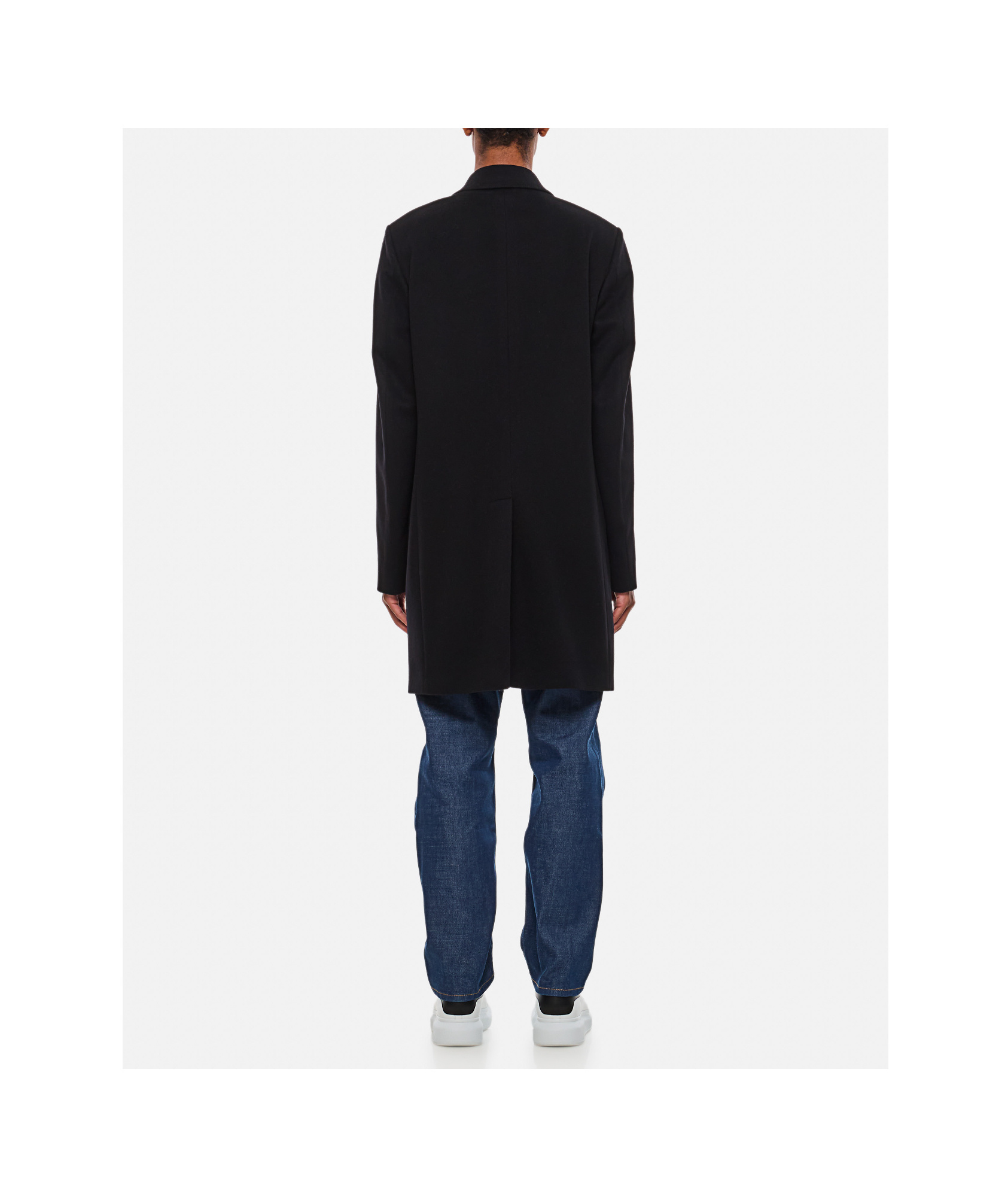 Paul Smith Single-breasted Lapel Coat In Black