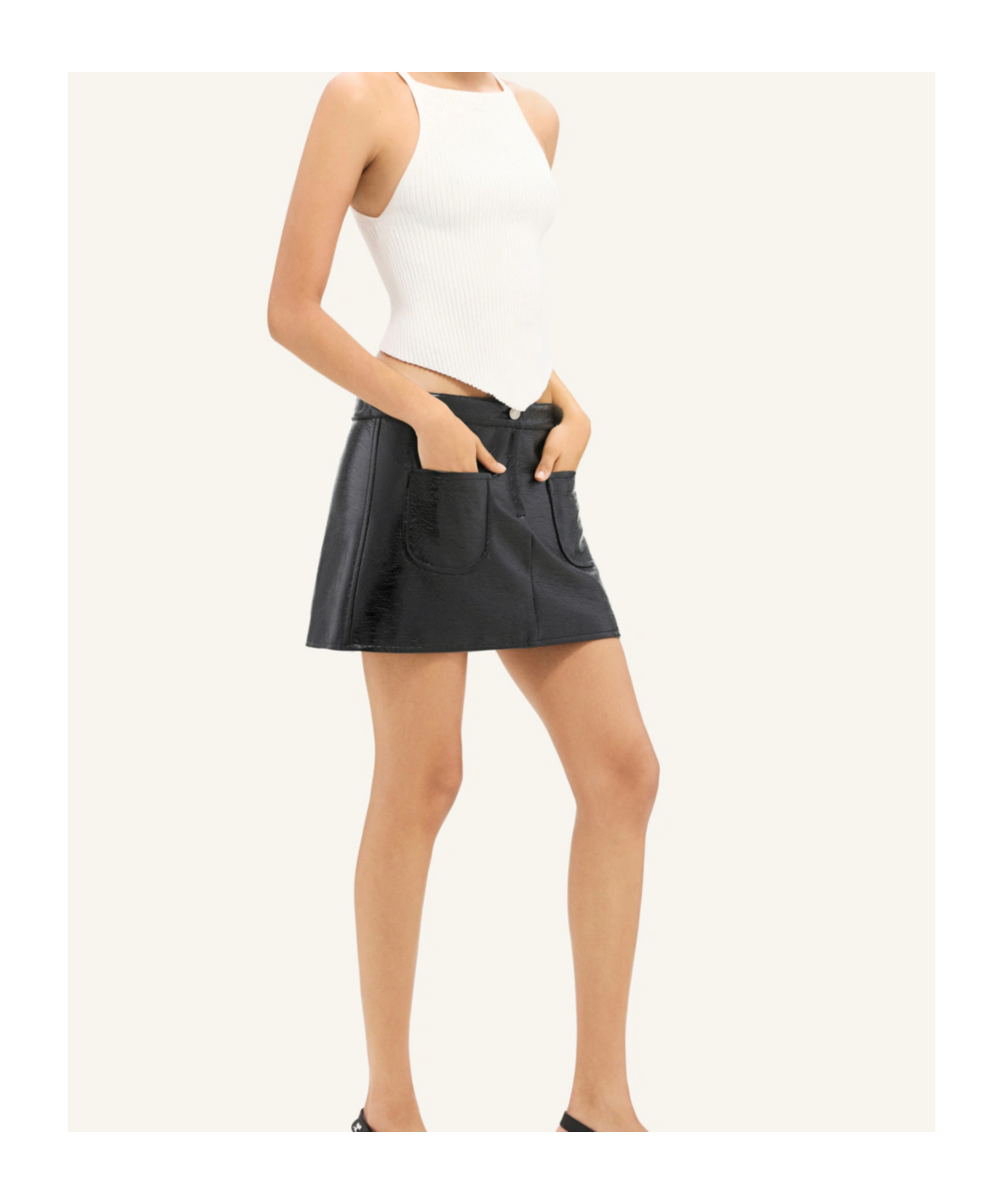 Courrèges Vintage Leather Mini Skirt In Black