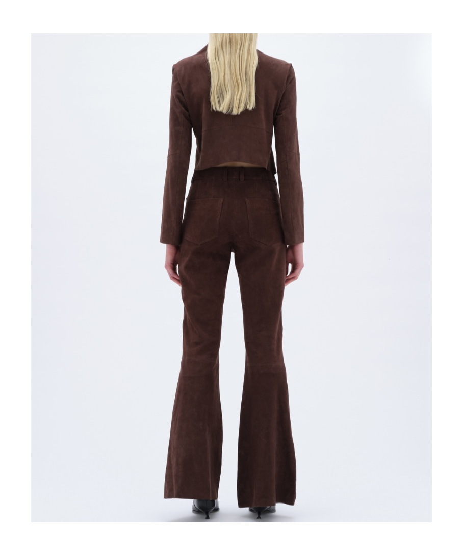 Remain Birger Christensen Flared Suede Trousers In Brown