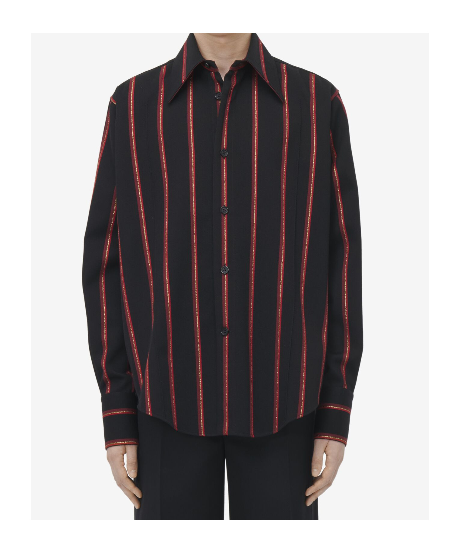 Alexander Mcqueen Striped Shirt In Black