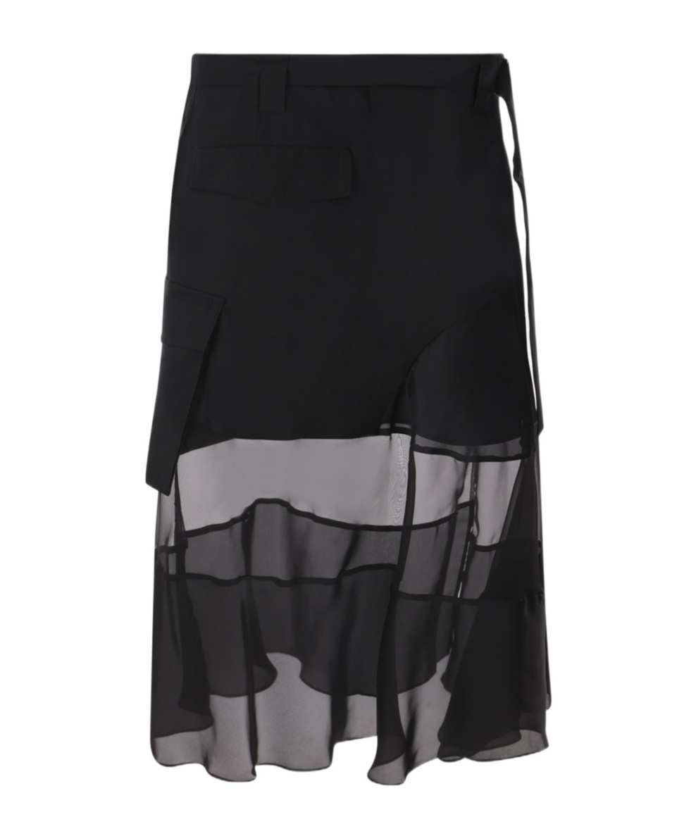 Sacai Asymmetric Tule Skirt In Black