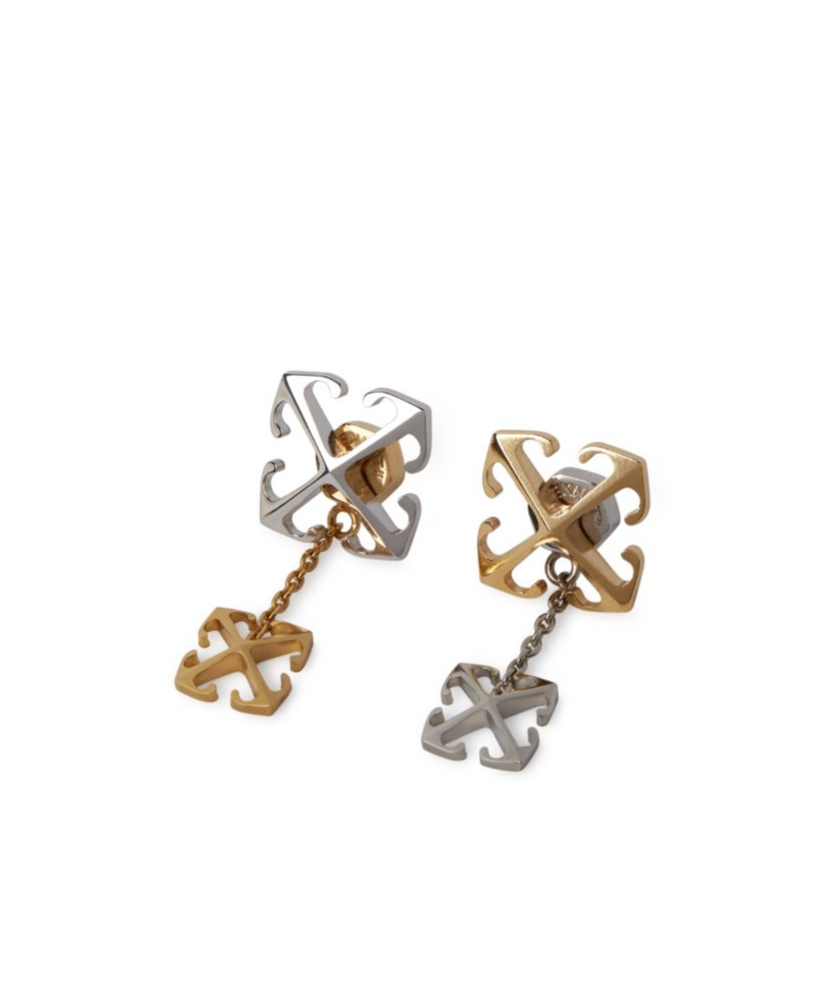 Off-white Bicolor Arrow Pendant Earrings In Yellow