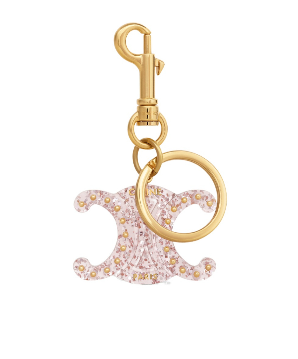 Shop Celine Triomphe Keyring Charm In Plexiglass In Nude