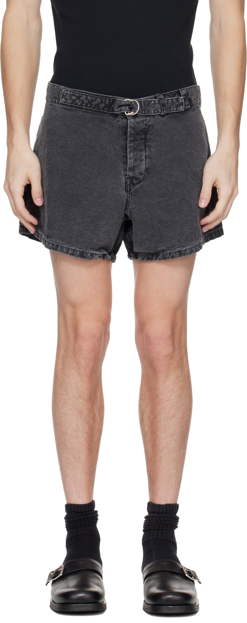 Our Legacy Gray Oyster Trunk Denim Shorts