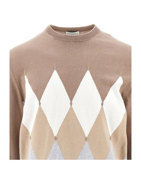 Ballantyne Geometric-print Fine-knit Jumper In Nude