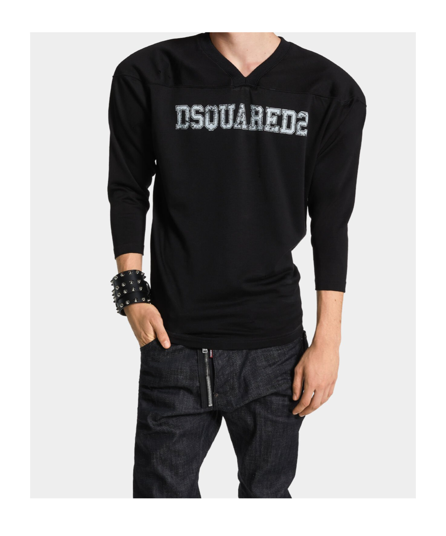 Dsquared2 Football Black T-shirt With Shoulder Pads And Lettering Logo Print On The Front In Cotton And Viscos In Black