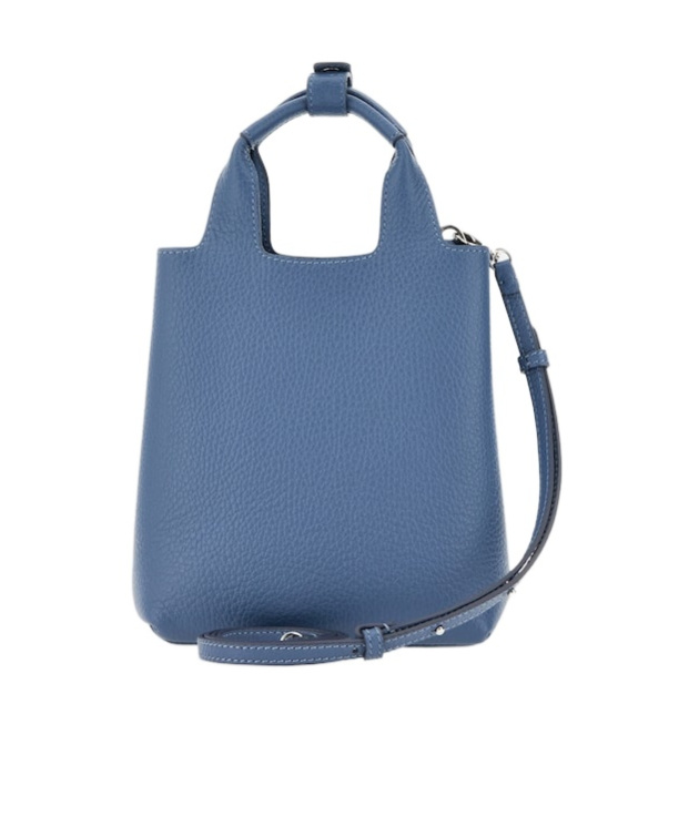 Hogan Small Leather Tote Bag With Structured Shape In Blue