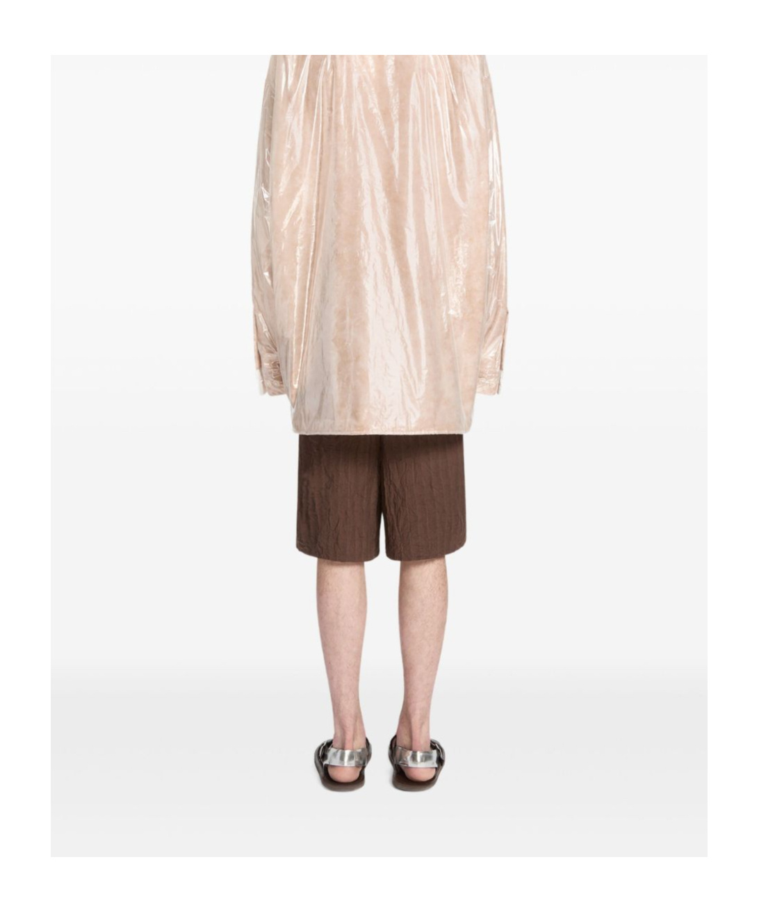 Dries Van Noten Crinkled Knee Length Pleated Bermuda Shorts In Brown