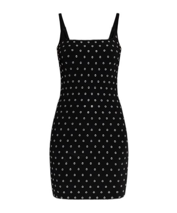 Michael Michael Kors Eyelet-embellished Mini Dress In Black