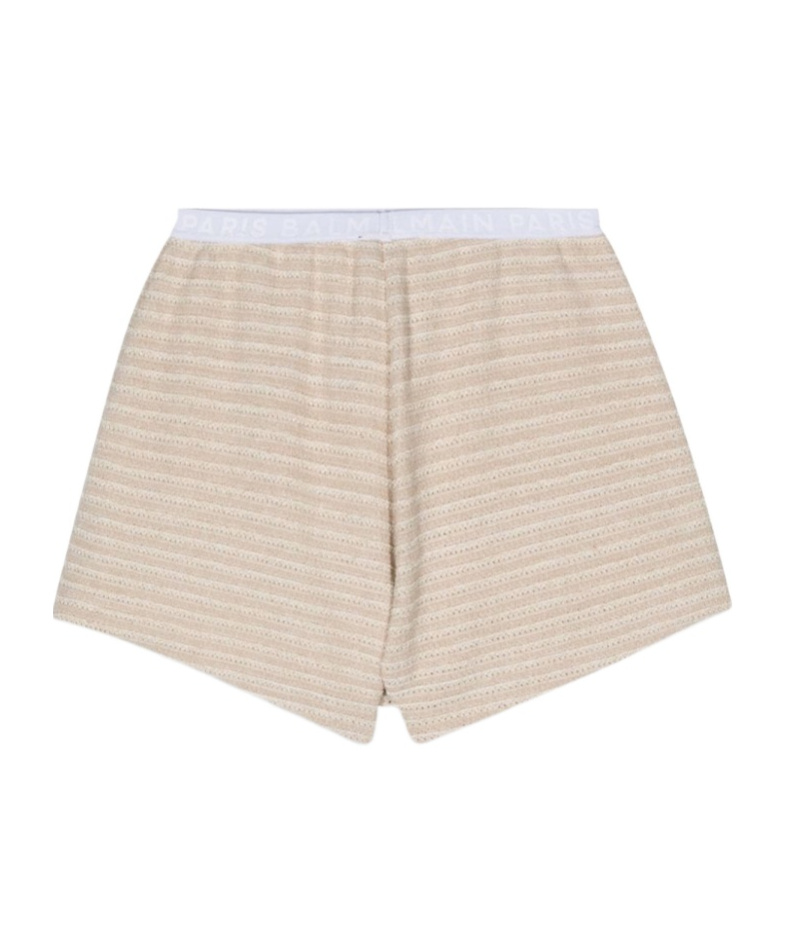 Balmain Elastic Waist Shorts In Nude